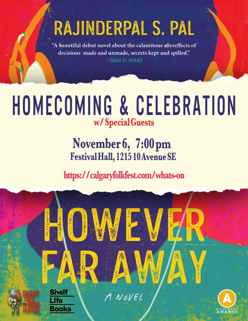 Poster for Calgary Book Launch for However Far Away on November 7th, 2024